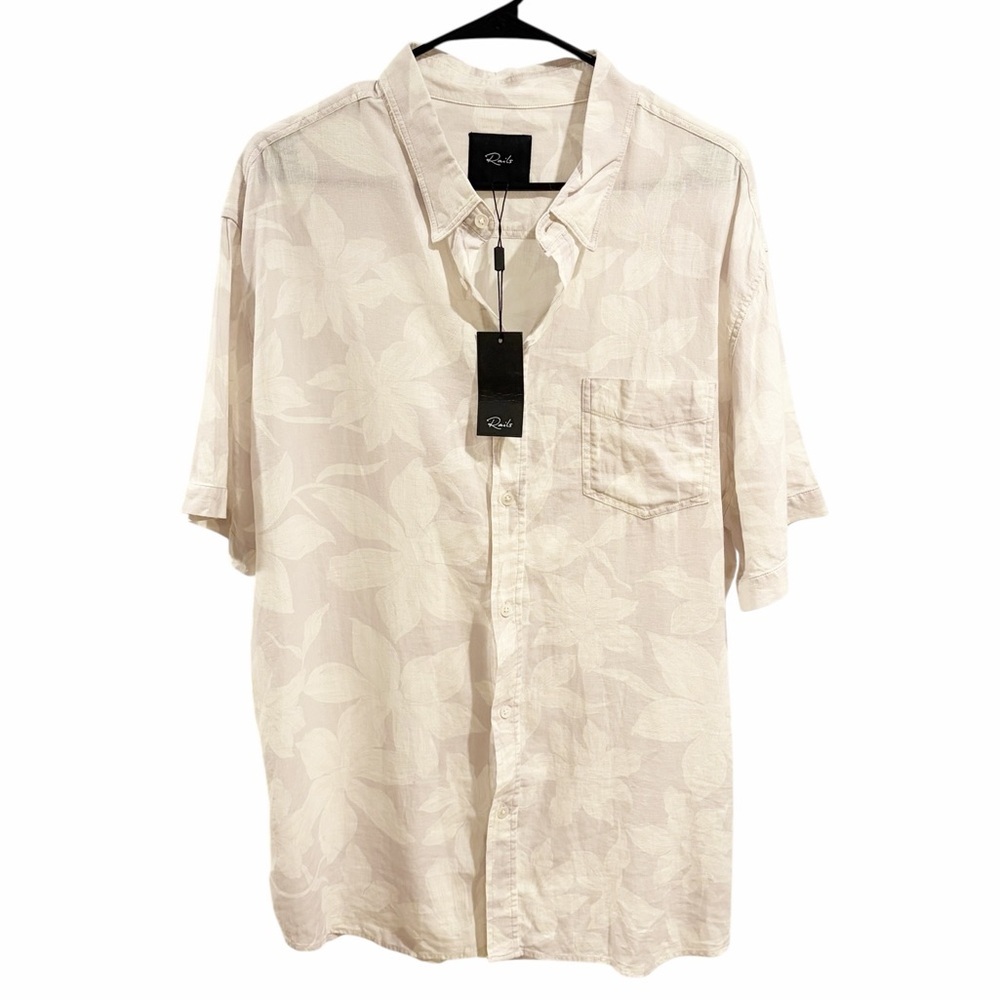 NWT Rails Carson Linen Short-sleeve Button Down Shirt Garden Sands size XXL
